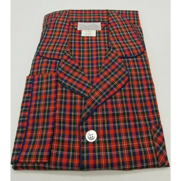 Oscar De La Renta Red Plaid 2 Piece Button Mens Pa